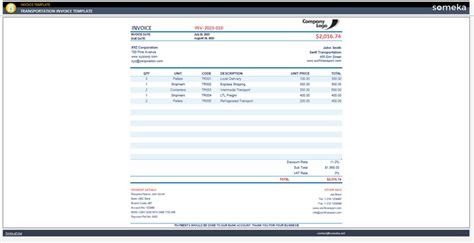 Transportation Invoice Template PDF 的图像结果