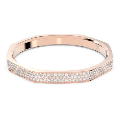 Dextera bangle, Octagon shape, White, Rose gold-tone plated | Swarovski