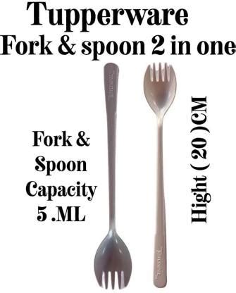 TUPPERWARE Go Plastic 2 in 1 Fork cum Spoon Grey White Each 5ml (Pack ...