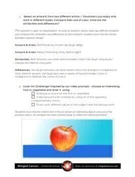 Color (Colour) Elements of Art - Worksheet & Answers Guide by Winged Canvas