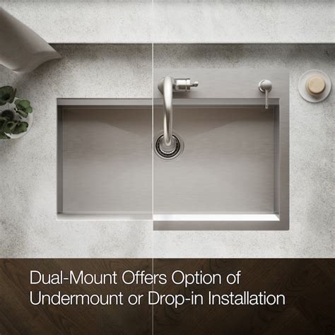 KOHLER Task Dual-mount 33-in x 22-in Stainless Steel Single Bowl 2-Hole ...