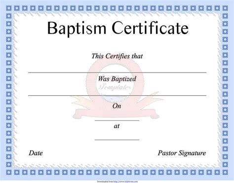 Baptism Certificate: Certificate Of Baptism - JCDAT