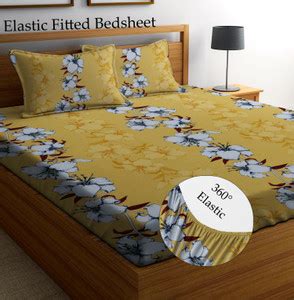 Amrange Cotton King Fitted (Elastic) 250 TC 3D Printed Bedsheet - Buy ...