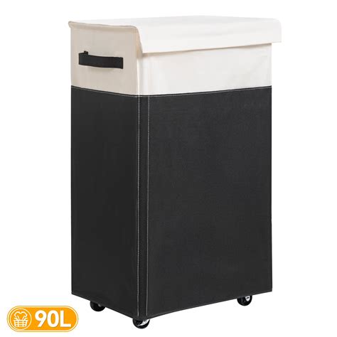 BGTREND 90L Rolling Laundry Hamper with Lid and Wheels, Black - Walmart.com