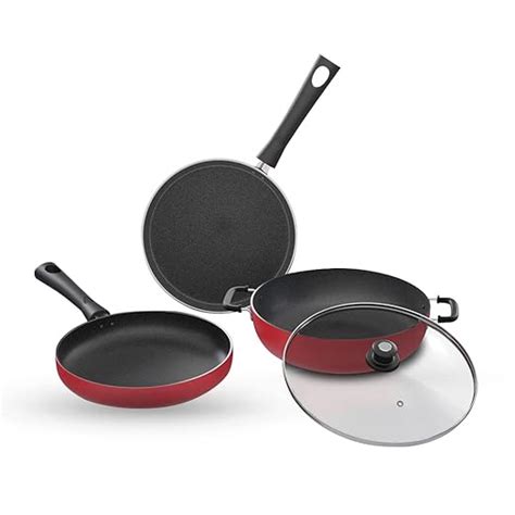 Buy Lifelong Induction Base Non Stick Aluminium Cookware Set of 3 ...
