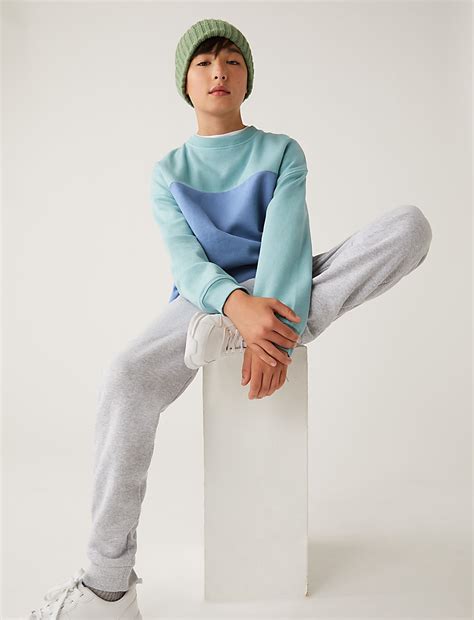 Buy Cotton Rich Colour Block Sweatshirt at Marks & Spencer