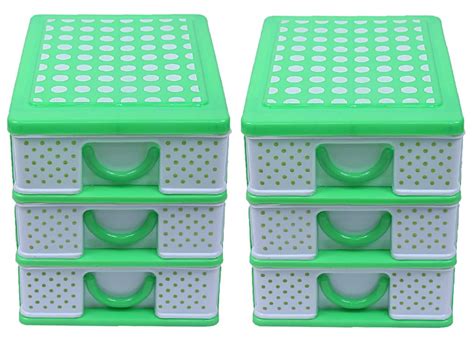 Kuber Industries Plastic 2 Pieces Three Layer Drawer Storage Cabinet ...