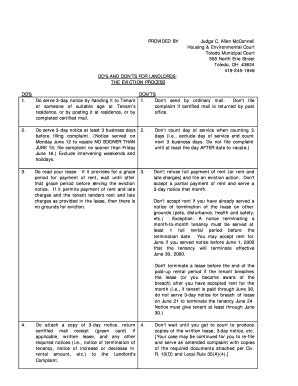 Fillable Online The Do's and Don'ts of the Eviction Process - Toledo ...