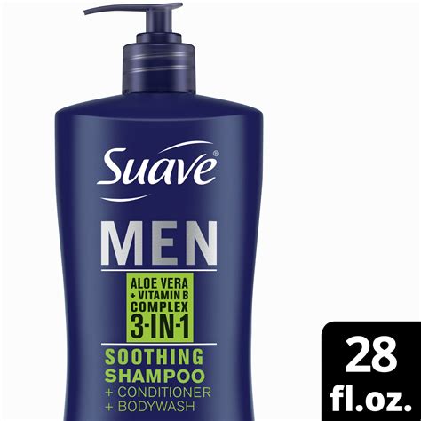 Suave Men 3-in-1 Shampoo, Conditioner & Body Wash, Soothing, Aloe Vera ...