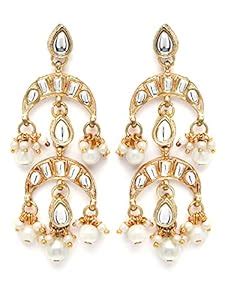 Karatcart Gold Plated Pearl and Drop Kundan Studded Dangler Earrings ...
