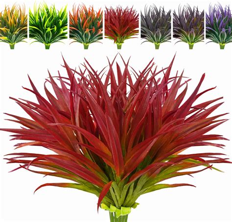 Amazon.com: AUMVEYI 8 Pcs Outdoor Fake Plants UV Resistant Artificial ...