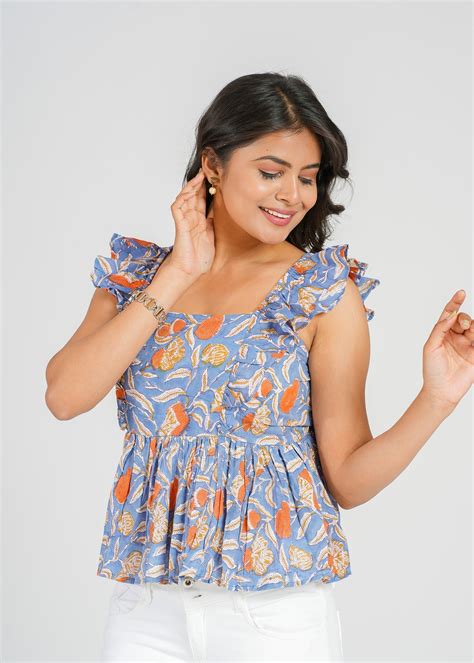 Block Printed Cotton Short Top – Cotton Curio
