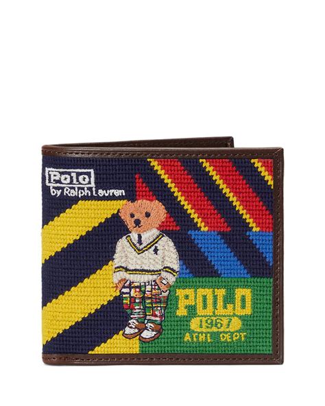 Polo Ralph Lauren Polo Bear Striped Needlepoint Wallet for Men | Lyst