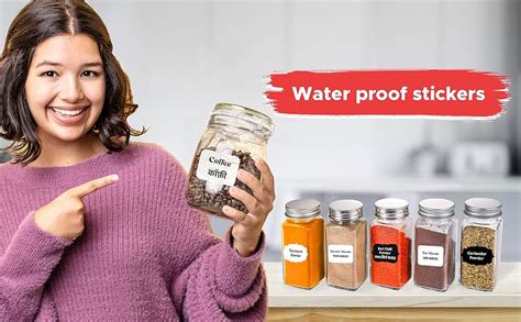 CLICKEDIN Label Set, White Text on Black Vinyl Waterproof Label Sticker ...