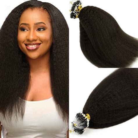 Amazon.com : Lacer Microlink Hair Extensions Human Hair Kinky Straight ...