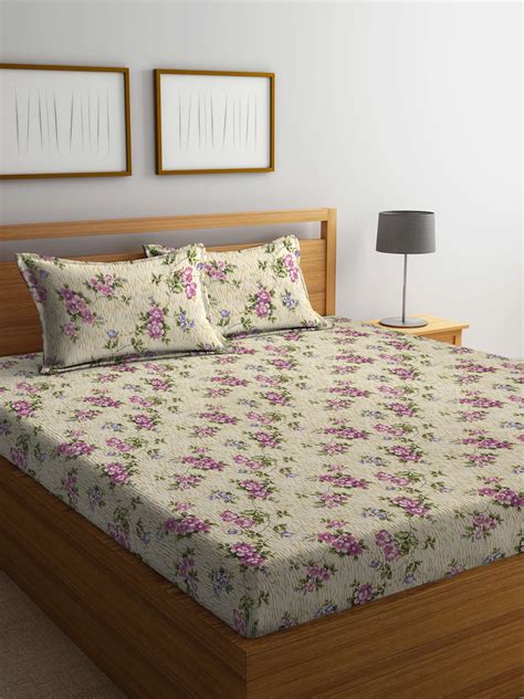 Bombay Dyeing Marigold104TC King Size Cotton One Double Bed Sheet with ...