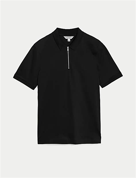 Buy Pure Supima® Cotton Half Zip Polo Shirt at Marks & Spencer