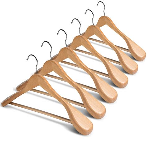 Ginoya Brothers Wide Shoulder Wooden Hangers, Suit Hangers with Non ...