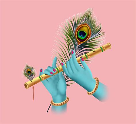 Akki World PVC Flute In Hands Krishna Wall Sticker For Living Room ...