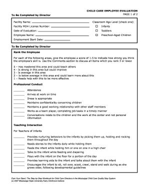 Child Care Employee Evaluation Form - Fill Out, Sign & Share Online ...
