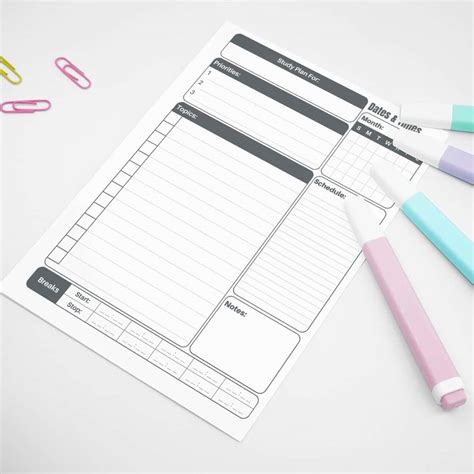Image result for Free Printable Student Homework Planner