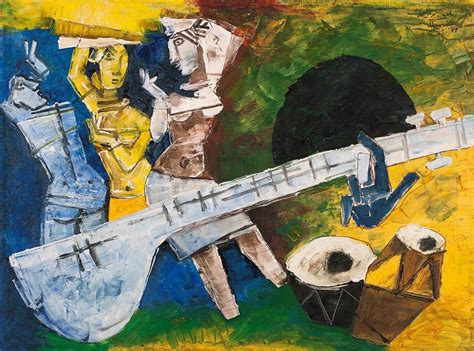 Three Women With Sitar - Posters by M F Husain | Buy Posters, Frames ...