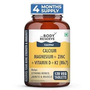 The Body Reserve Calcium, Magnesium, Zinc with Vitamin K2, MK7 & B12 ...