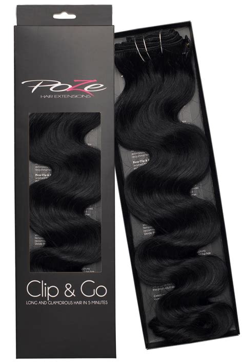 Poze Hairextensions Poze Clip & Go Standard Wavy 55cm 1N Midnight Black ...