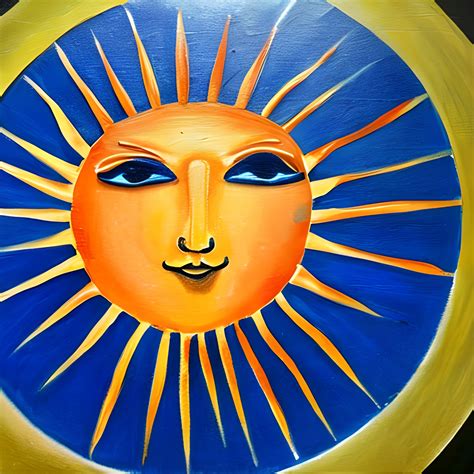 Summer Sun With Face Art Print Free Stock Photo - Public Domain Pictures