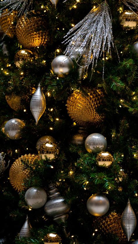 Download wallpaper 800x1420 spruce, balls, decorations, new year ...