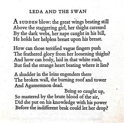 William Butler Yeats, Leda and the Swan. 💞🌍🌎🌏💞 Reference: The Penguin ...