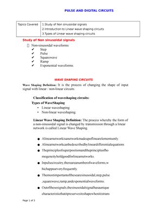 Introduction to Linear wave shaping circuits - PULSE AND DIGITAL ...