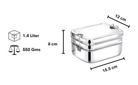 Two-Tier Rectangular Lunch Box With Mini Container (2 sizes- Small, La ...