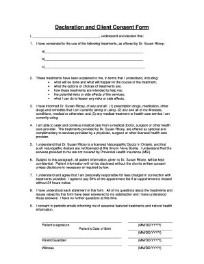 Declaration And Client Consent Form - Hawthorn Clinic - Fill and Sign ...