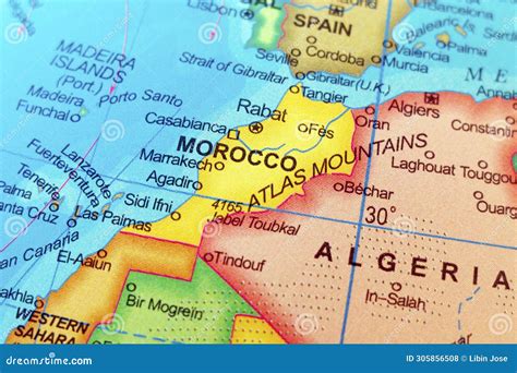 World Map of Morocco and Sahara with Neighbour Countries Stock Photo - Image of mediterranean ...