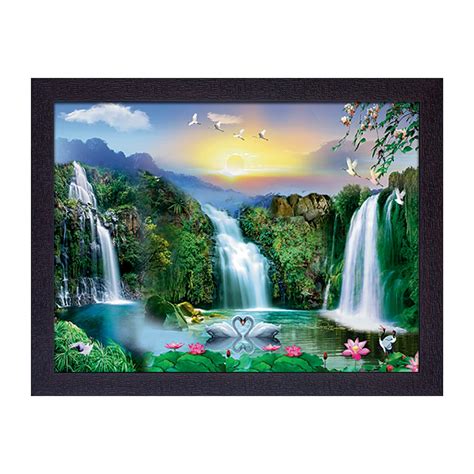 Masstone Beautiful Waterfall Vastu UV Matt Textured Effect Framed HD ...