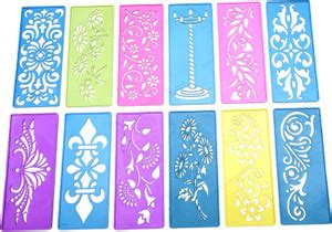 KNIT KING DIY Plastic Rangoli Stencils For Floor and Wall PLS-G-12 Set ...