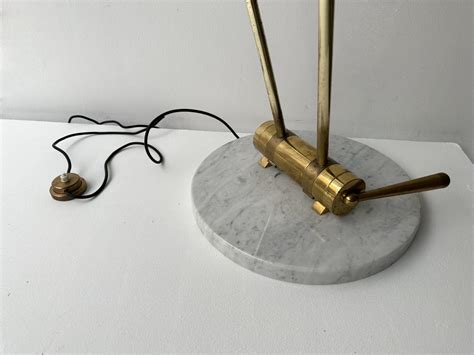 Floor lamp in brass, marble and lacquered metal by Angelo Lelii for ...