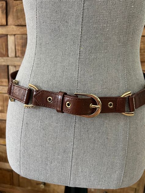 Vintage Brown Vegan Leather/gold Metal Link Belt - Etsy UK in 2025 ...