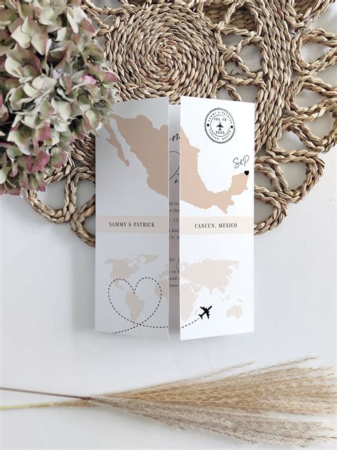 Destination mexico wedding invitations folded gatefold etsy – Artofit