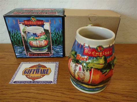 Budweiser Anheuser Busch Frog Stein CS289 Bud-weis-er 1996 New In Box ...