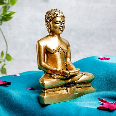The Advitya | Brass Mahaveera In Meditation | Mahavir Idols