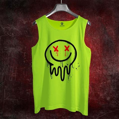 Express Feeling Sando Urban Emoji Men's Neon Green Tank Top | Juxar