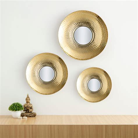 Buy Austin Round Set Of 3Pcs. Wall art - Metal - Gold from Home Centre ...