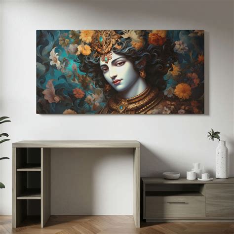 Krishna Divine Portrait - Premium Canvas Wall Art | Artistic & Elegant ...