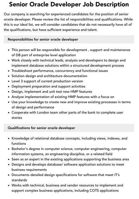 Image result for Oracle Developer Job Description