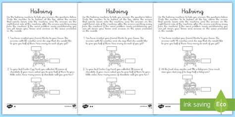 Differentiated Halving Worksheet / Worksheets-Spanish