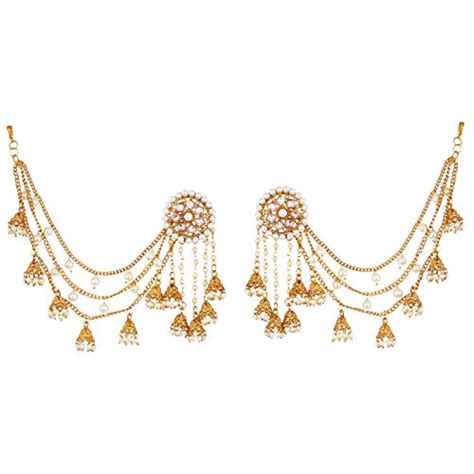 ZENEME Traditional Stylish Gold Plated Polki & Pearl Bahubali Jhumki ...