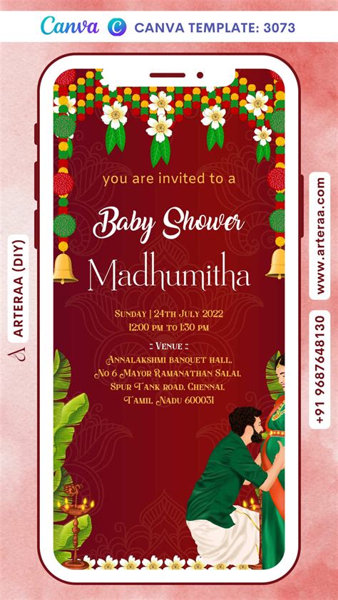 A Digital Baby Shower Invitation for a South Indian Family in English ...