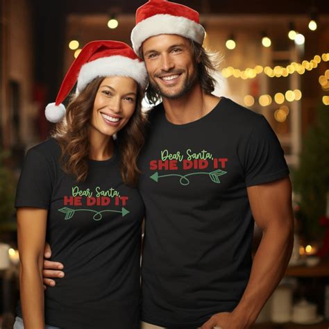 Funny Couples Christmas Shirts Dear Santa Blame Tshirt Xmas Gift ...
